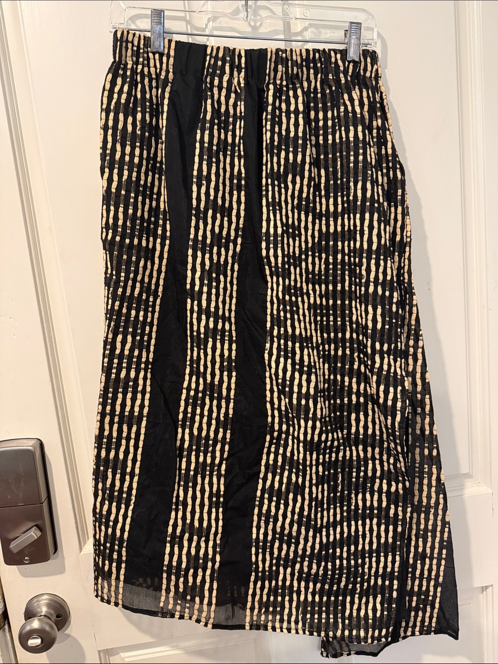 Zero + Maria Cornejo Black and Cream Striped Midi Wrap Skirt - Picture 3 of 4